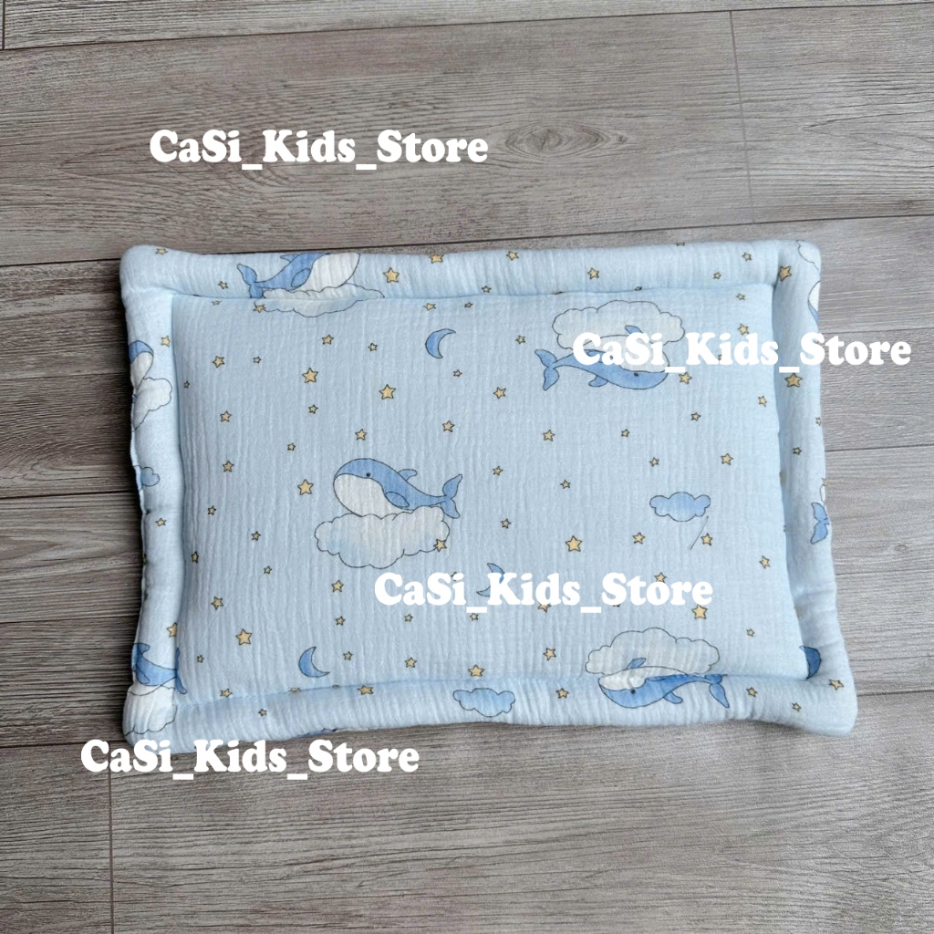 Gối Xô Sơ Sinh, Gối Xô Vuông Muslin Mềm Mịn Lõi Bông Thấm Hút Mồ Hôi Cho Bé CaSi