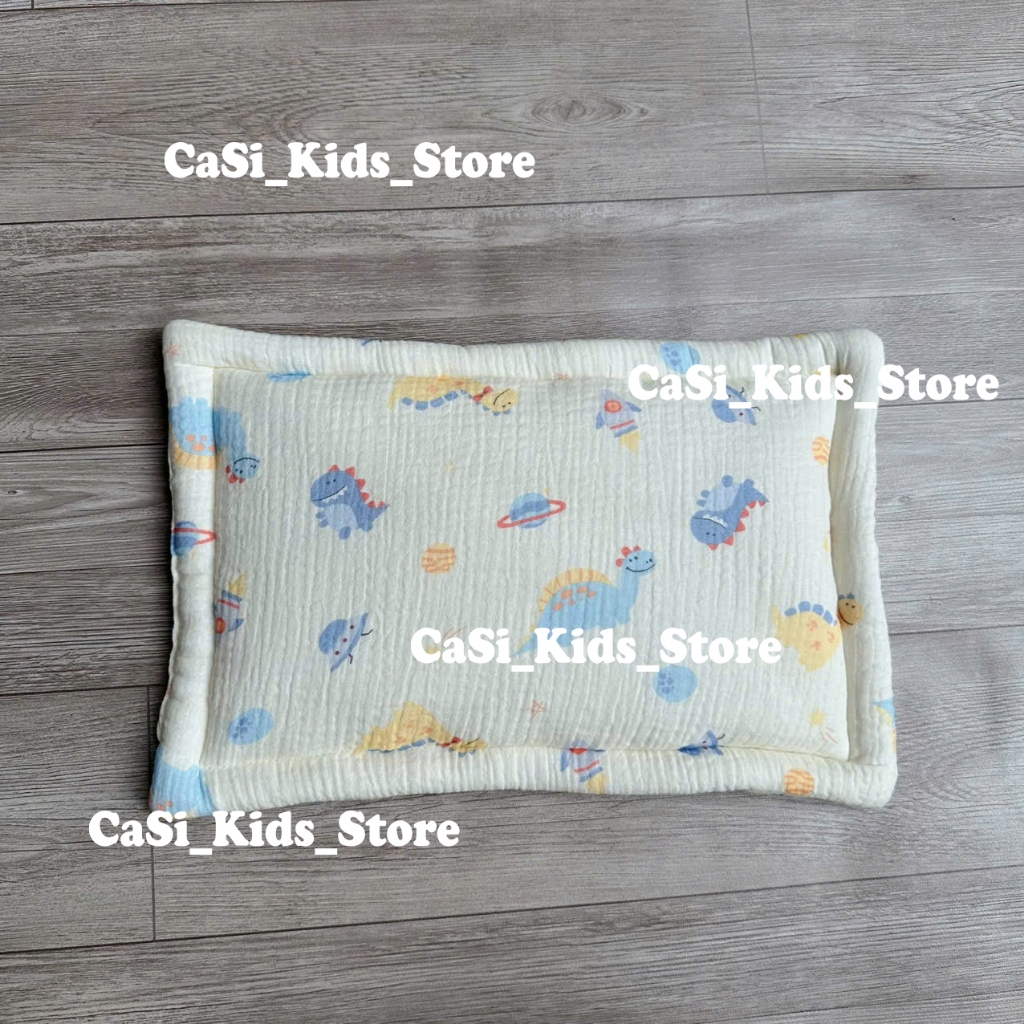 Gối Xô Sơ Sinh, Gối Xô Vuông Muslin Mềm Mịn Lõi Bông Thấm Hút Mồ Hôi Cho Bé CaSi