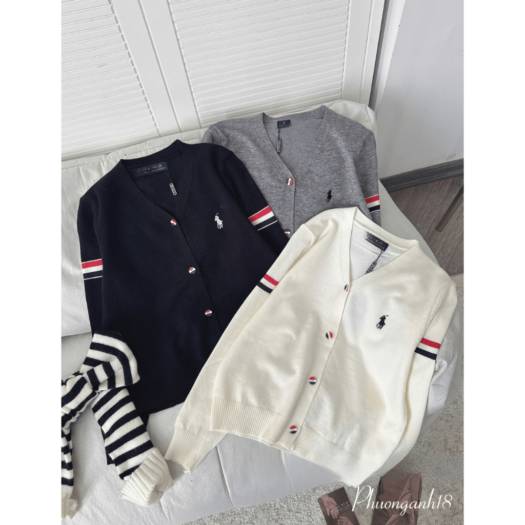 Áo Len CDG Cổ tim Cúc cài phối tay Hàng QC A039 (687)