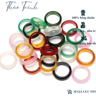 Nhẫn Liền Khối Đá Mã Não Phong Thủy Chiêu Tài Nhiều Màu – Vật Phẩm Bình An May Mắn - Charm Phụ Kiện Phong Thuỷ Nam Nữ