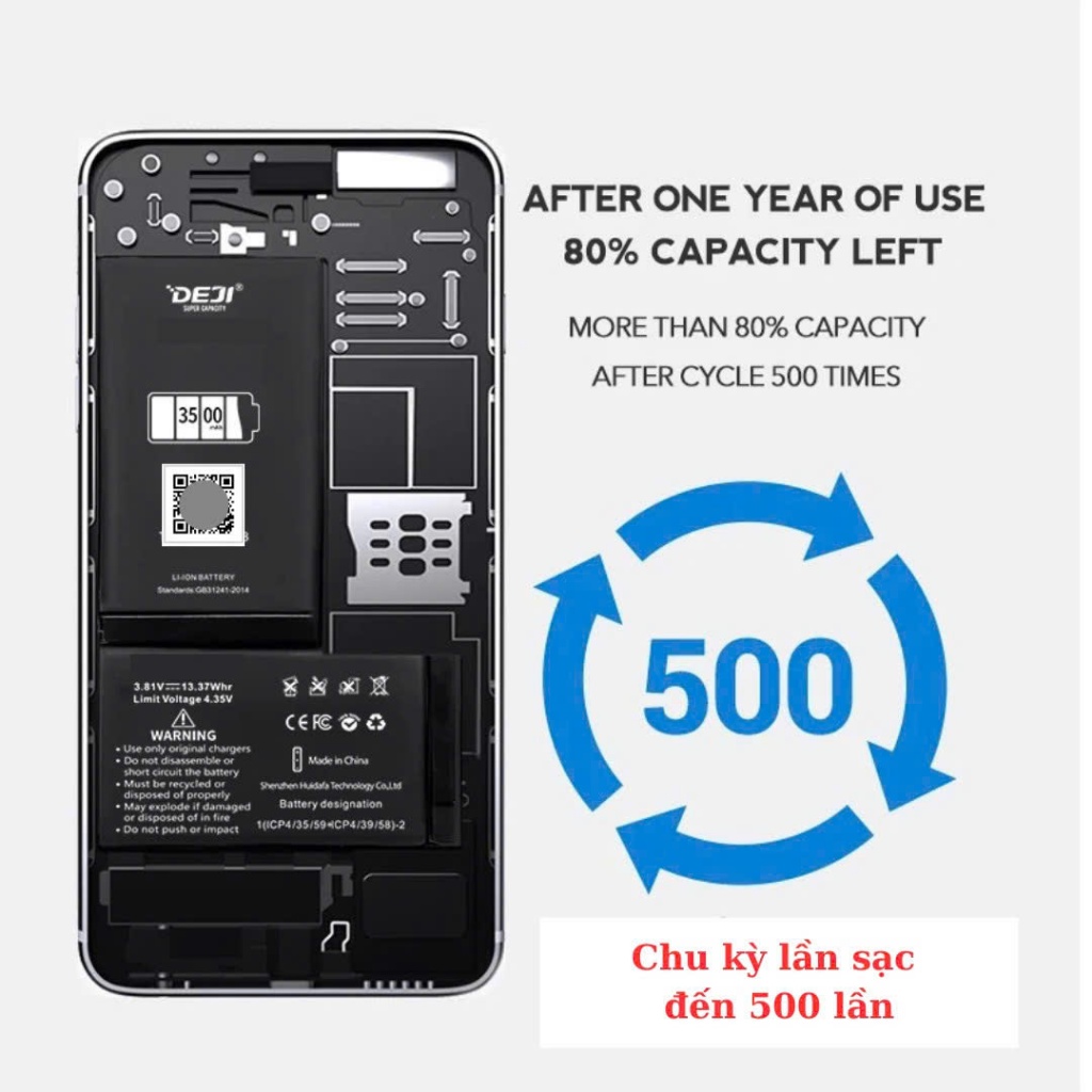 Pin Deji Siêu Cao Cho Điện Thoại Di Động Full Dòng 5 đến 15 PM Bảo Hành 12 Tháng | BigBuy360 - bigbuy360.vn