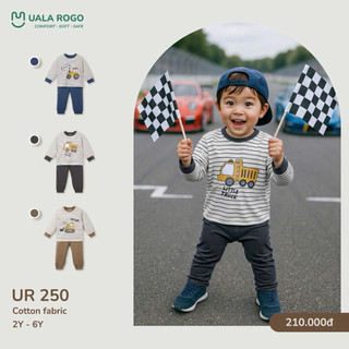Bộ dài tay bé trai ualarogo 2-6 tuổi vải Cotton co giãn mềm mại bo ống 250
