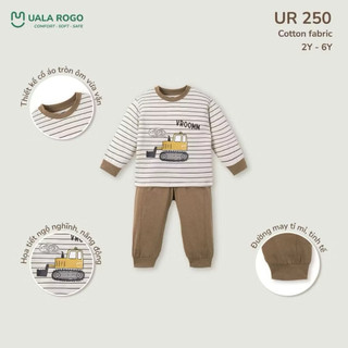 Bộ dài tay bé trai ualarogo 2-6 tuổi vải Cotton co giãn mềm mại bo ống 250
