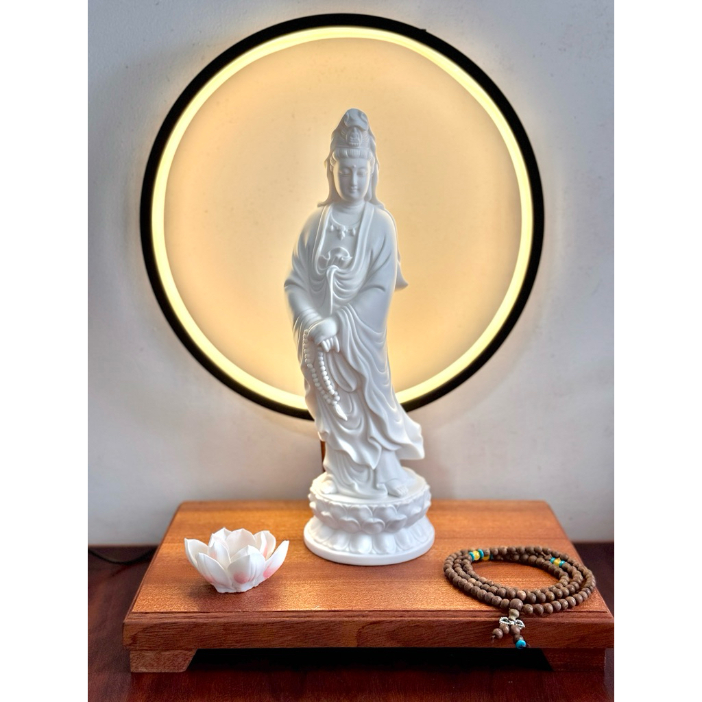 Tượng Quan Thế Âm Bồ Tát Chất Liệu Gốm Sứ, Tượng Mẹ Quan Âm, Trang Trí Bàn Thờ Phật, Phong Thuỷ