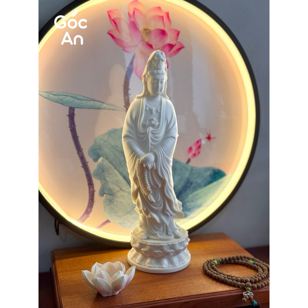 Tượng Quan Thế Âm Bồ Tát Chất Liệu Gốm Sứ, Tượng Mẹ Quan Âm, Trang Trí Bàn Thờ Phật, Phong Thuỷ