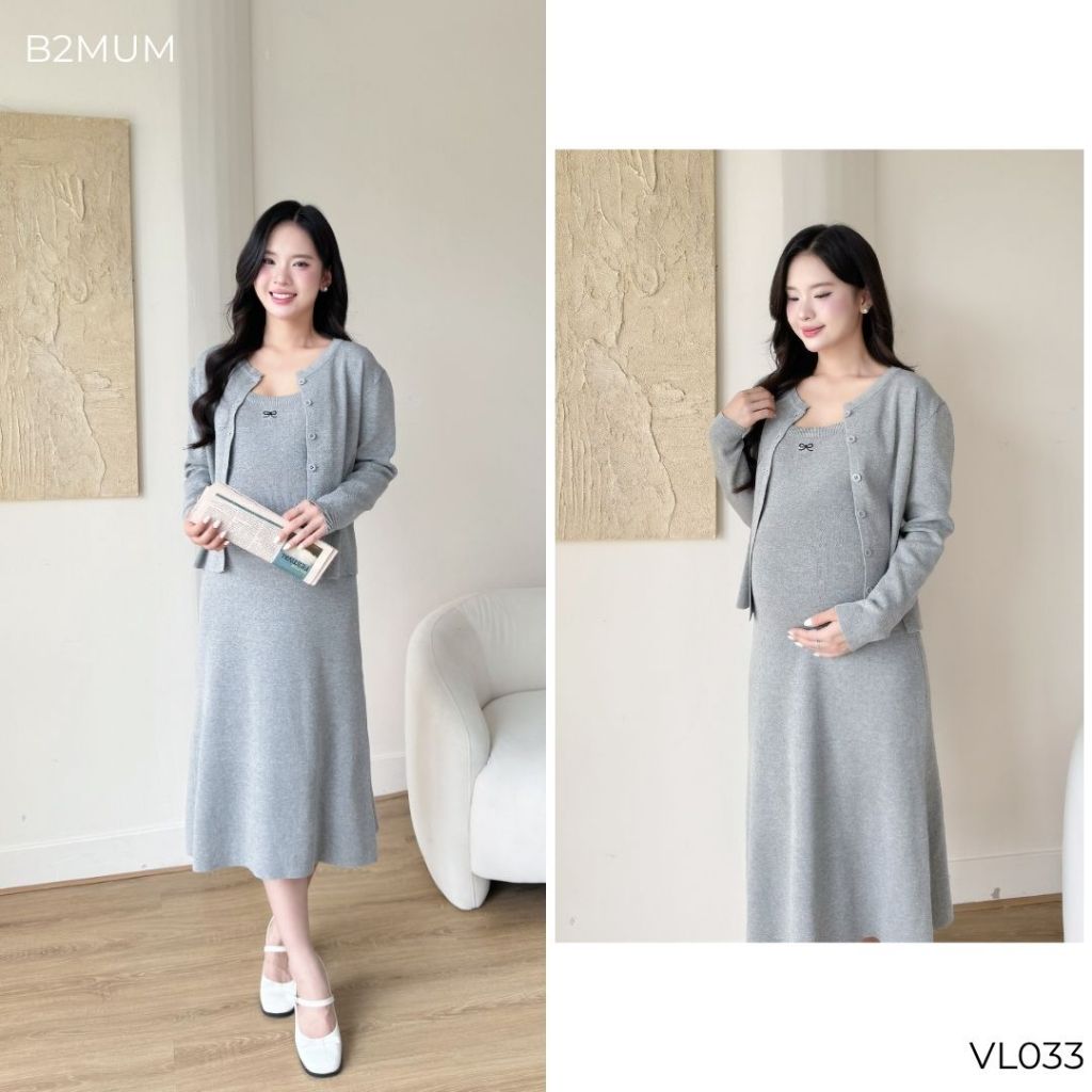Set váy len gồm váy 2 dây và áo khoác, thiết kế dáng suông dài qua gối lịch sự mặc đi làm đi chơi đều xinh - vl033 B2MUM