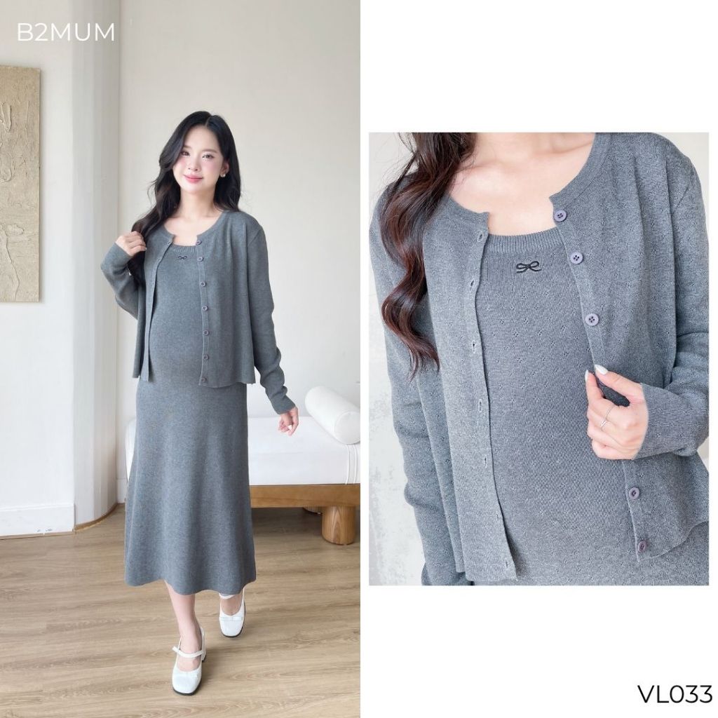 Set váy len gồm váy 2 dây và áo khoác, thiết kế dáng suông dài qua gối lịch sự mặc đi làm đi chơi đều xinh - vl033 B2MUM