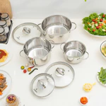 Bộ 3 nồi kakpen inox 304 5 đáy cao cấp bảo hành chính hãng 5 năm size 16cm 20cm 24cm công nghệ đức — ảnh 1