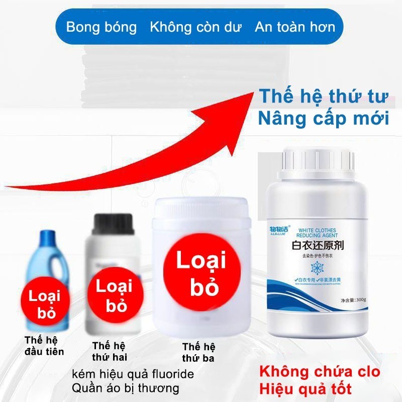 Bột Tẩy Trắng Quần Áo Thần Thánh 550gr - Làm sạch vải ố vàng, vết bẩn khó giặt - An toàn, không phai màu