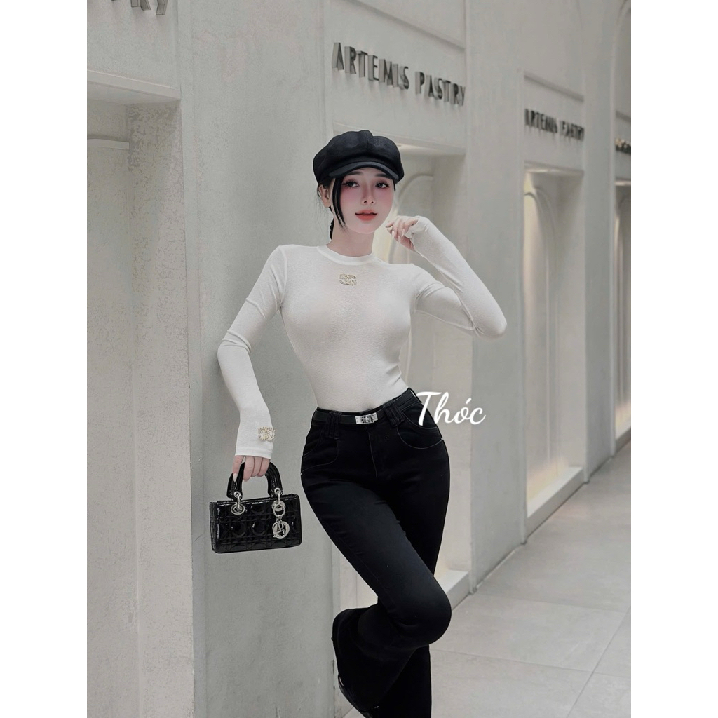Áo thun body dáng dài phối tang mix đồ siu hách dáng hàng có sẵn