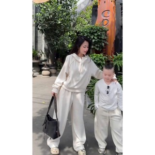 MIMI CLOTHING-Set đồ thể thao nỉ be dáng rộng basic unisex cực xinh