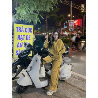 Set đồ bộ nỉ be form rộng dễ thương năng động