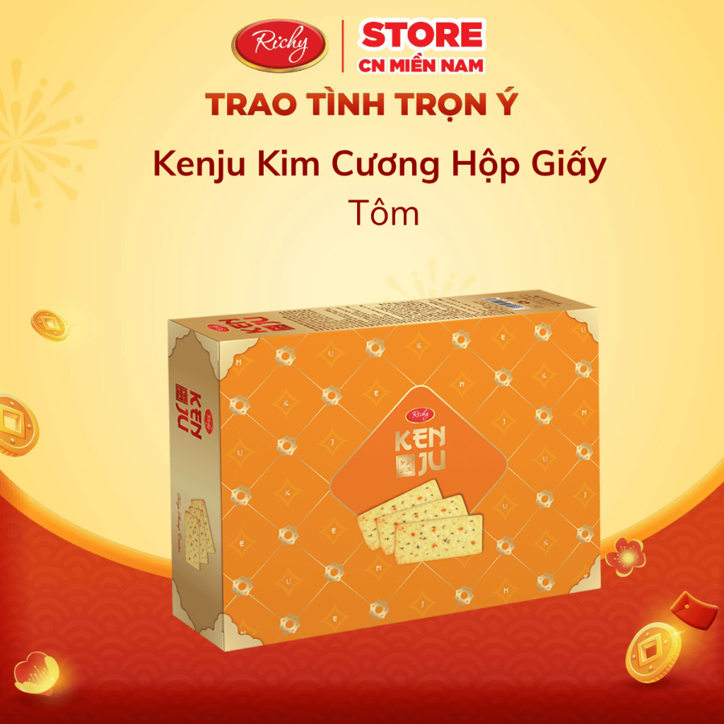 [MUA 1 TẶNG 1] Hộp Bánh Tết Kenju Kim Cương, Kenju Rau Củ, Kenju Tôm, Kenju Kem Dẻo, Hộp Giấy 325g-360g