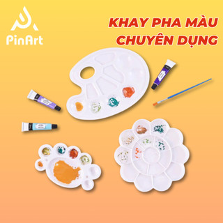 Khay Pha Màu Nước, Palette Trộn Màu Acrylic, Màu Gouache Chuyên Dụng Hình Bông Hoa, Con Cá, Con Cua Cute