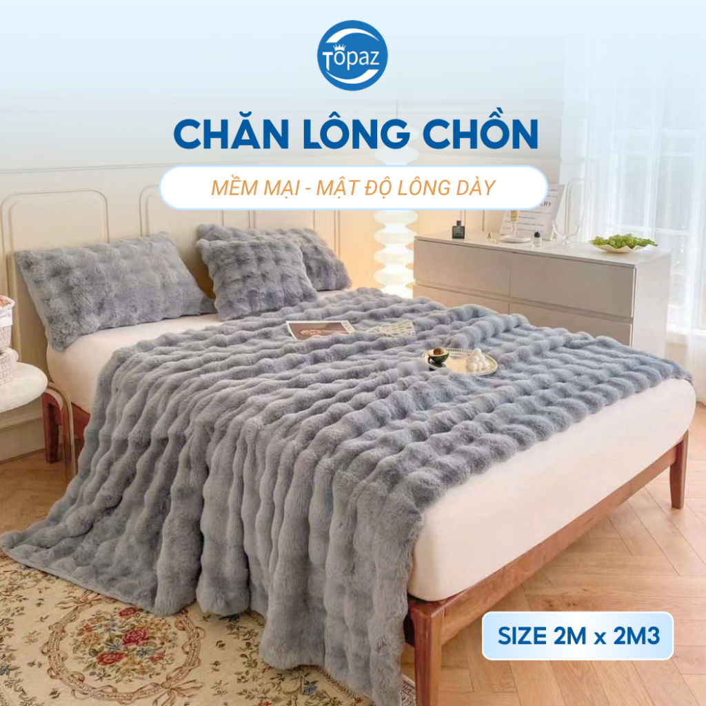 Chăn lông chồn lông siêu mịn, màu sắc sang trọng chất lượng cao Topaz nhập khẩu chính hãng