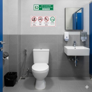Biển Báo Trong Toilet, WC, Bảng Nội Quy Nhà Vệ Sinh, biển Nhắc Nhở Quy Định, Bằng format giá rẻ