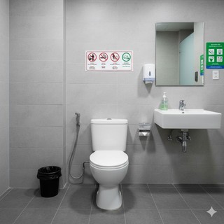 Biển Báo Trong Toilet, WC, Bảng Nội Quy Nhà Vệ Sinh, biển Nhắc Nhở Quy Định, Bằng format giá rẻ