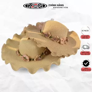 Mũ Rộng Vành Nón Cói Đi Biển Đan Có Hoa Và Nơ Thêm Dịu Dàng Chống Tia M.E.N H991 UV