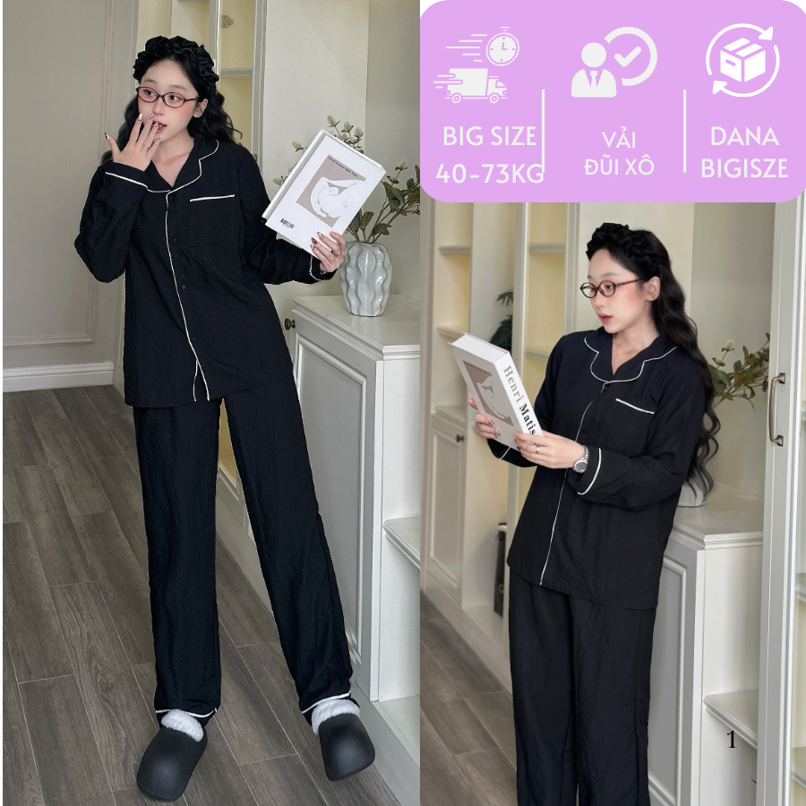 (40-80kg) Bộ Ngủ Nữ Dài Tay Hàng Cao Cấp, Đồ Bộ Mặc Nhà Bigsize Vải Đũi Xô Hoạ Tiết Lên Dáng Đẹp.