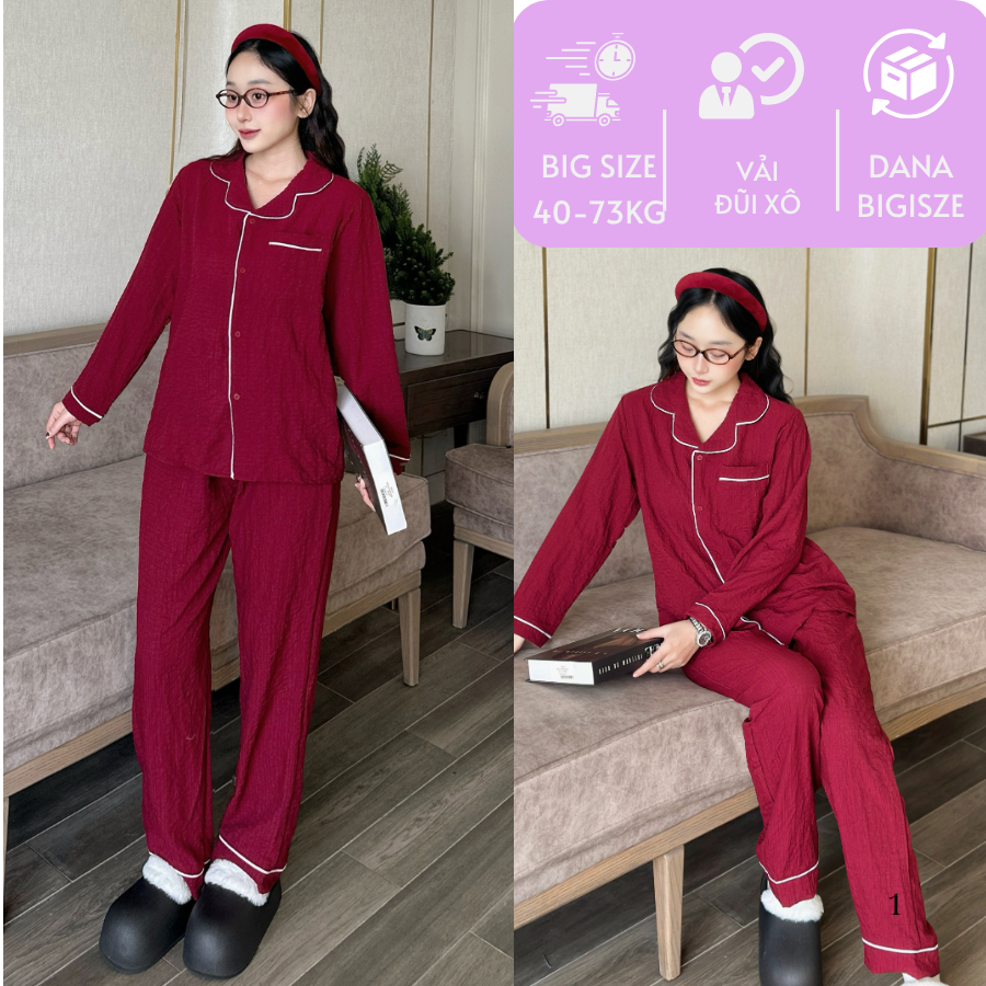 (40-80kg) Bộ Ngủ Nữ Dài Tay Hàng Cao Cấp, Đồ Bộ Mặc Nhà Bigsize Vải Đũi Xô Hoạ Tiết Lên Dáng Đẹp.
