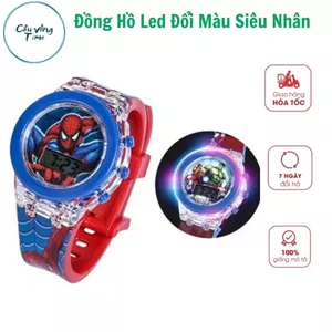 Đồng hồ siêu nhân nhện, đồng hồ đeo tay đèn LED đổi màu nhiều mẫu cho bé trai+ gái