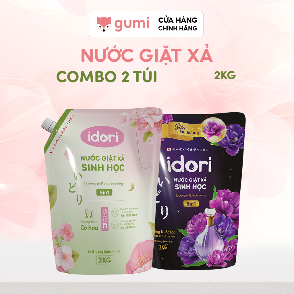 [MUA 1 TẶNG 1] Nước giặt Gumi IDORI / Túi 2kg Hương Cỏ hoa/Nước hoa làm sạch vết bẩn,lưu hương bền lâu clean.