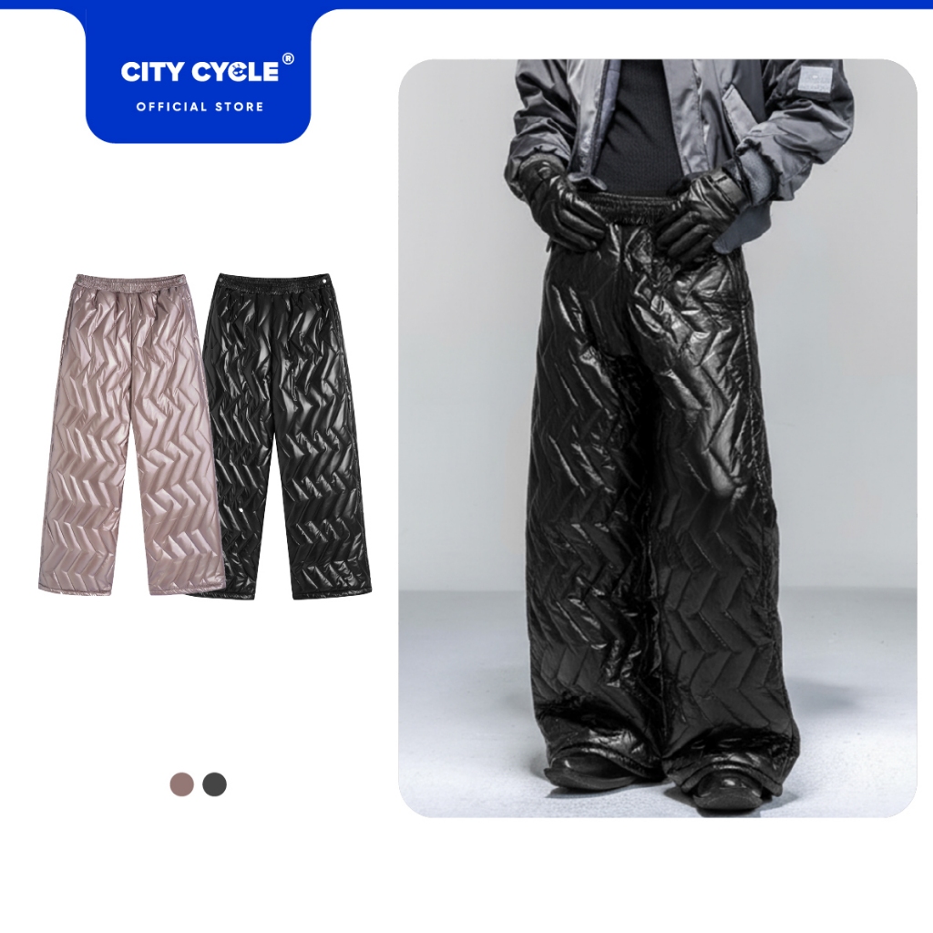 Quần dài phao ống rộng suông unisex dày dặn Local Brand Chính Hãng City Cycle quần dài phao Warm Up form rộng thoải mái