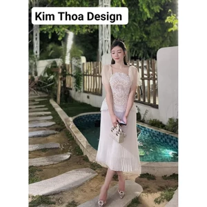Váy ren 3D pleum thiết kế cao cấp phối tơ cover Amyy sang chảnh - Kim Thoa Design kèm Feedback khách xinh và video
