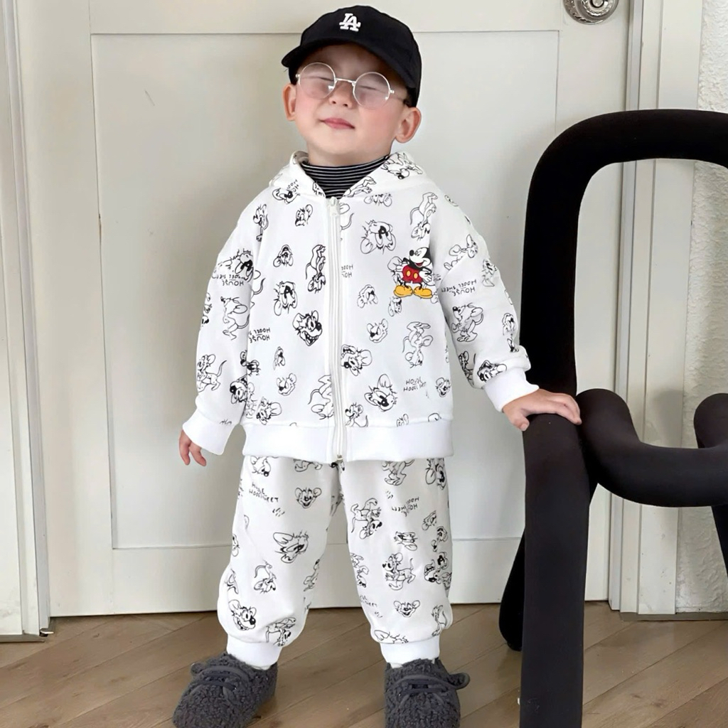 Set bộ hoodie khoá kéo cho bé trai HH11 chất nỉ chân cua mềm size 90–150 (7–23kg)