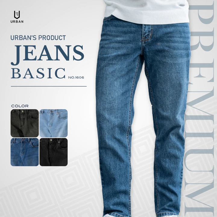 Quần Jean nam URBAN Co Giãn, dáng basic Slim không ôm ,Không Bai Xù, Bền Màu Trẻ Trung NO.1606
