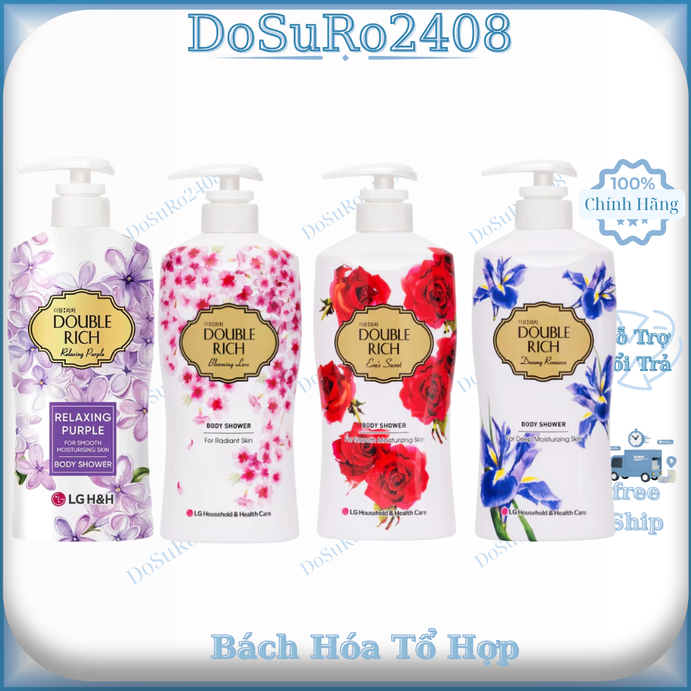Sữa Tắm Double Rich Cân Bằng Ẩm Hương Hoa Hồng 800g Body Shower Eva's Secret