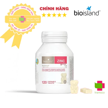 Viên kẽm Bioisland ZinC, Úc (120v) hỗ trợ bổ sung kẽm, tăng cường đề kháng cho bé từ 1 tuổi trở lên