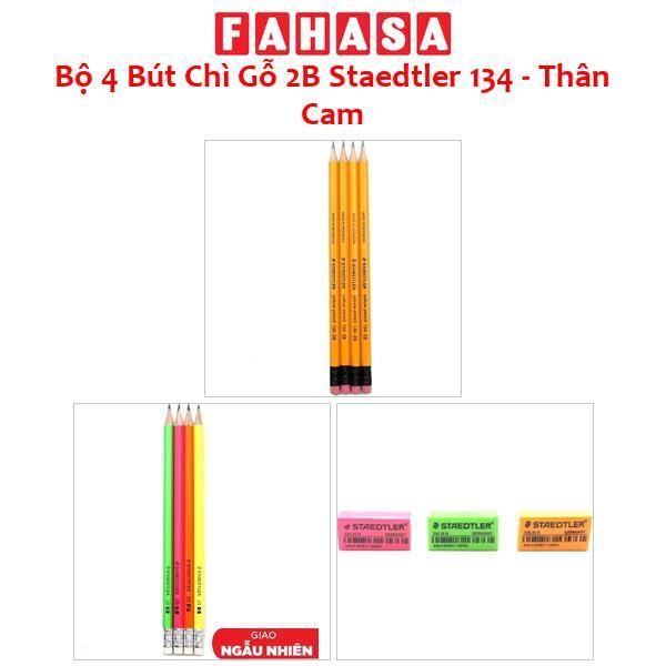 Bộ 4 Bút Chì Gỗ 2B Staedtler 134 - Thân Cam