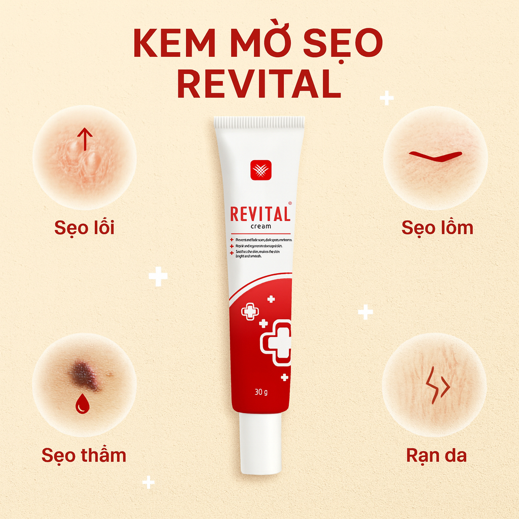 Combo 3 Tuýp Kem Revital 30g Chiết Xuất Thông Đỏ, Nghệ Nano - Hỗ Trợ Mờ Thâm Sẹo Nhanh Chóng