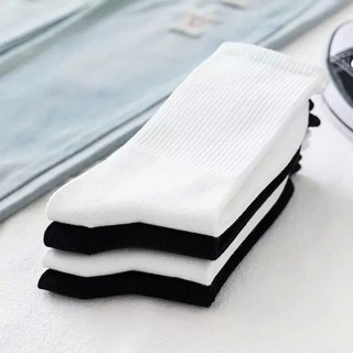 Combo 10 Đôi Tất/Vớ Trắng Cổ Cao Unisex Co Giãn Tốt, Mũi May Không Gồ, Chất Cotton Mềm Mịn