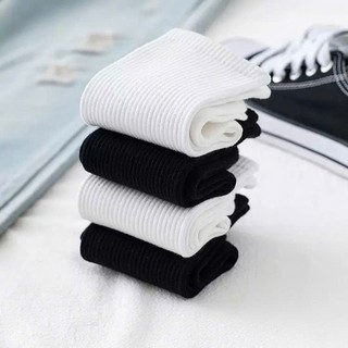 Combo 10 Đôi Tất/Vớ Trắng Cổ Cao Unisex Co Giãn Tốt, Mũi May Không Gồ, Chất Cotton Mềm Mịn
