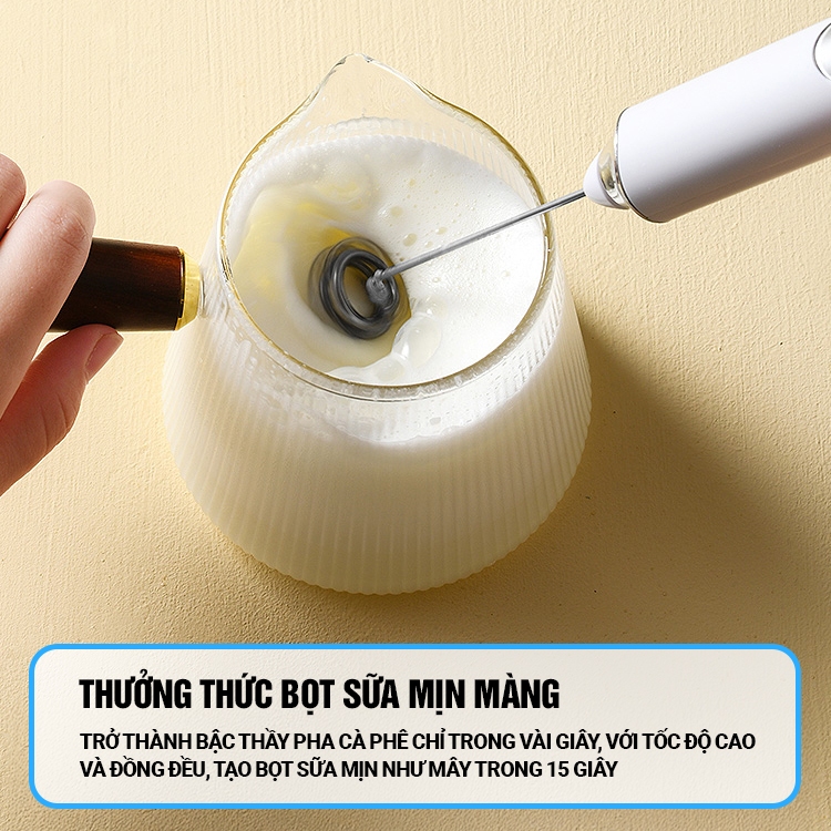 Kaleis Máy Đánh Trứng & Tạo Bọt Cafe Cầm Tay Không Dây - 3 Cấp Độ, Sạc Pin Tiện Lợi, Chính Hãng