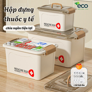 [SẴN] Hộp Đựng Thuốc 2 Tầng Thông Minh Có Nắp Trong Suốt, Hộp Y Tế Gia Đình Đa Năng Bảo Quản Thuốc