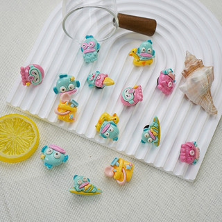 Set 14 Sticker, Charm 3D chủ đề Môi dày bãi biển 14 DIY gắn Dép Sục, Cá Sấu JB-87 Mita