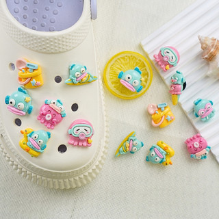 Set 14 Sticker, Charm 3D chủ đề Môi dày bãi biển 14 DIY gắn Dép Sục, Cá Sấu JB-87 Mita