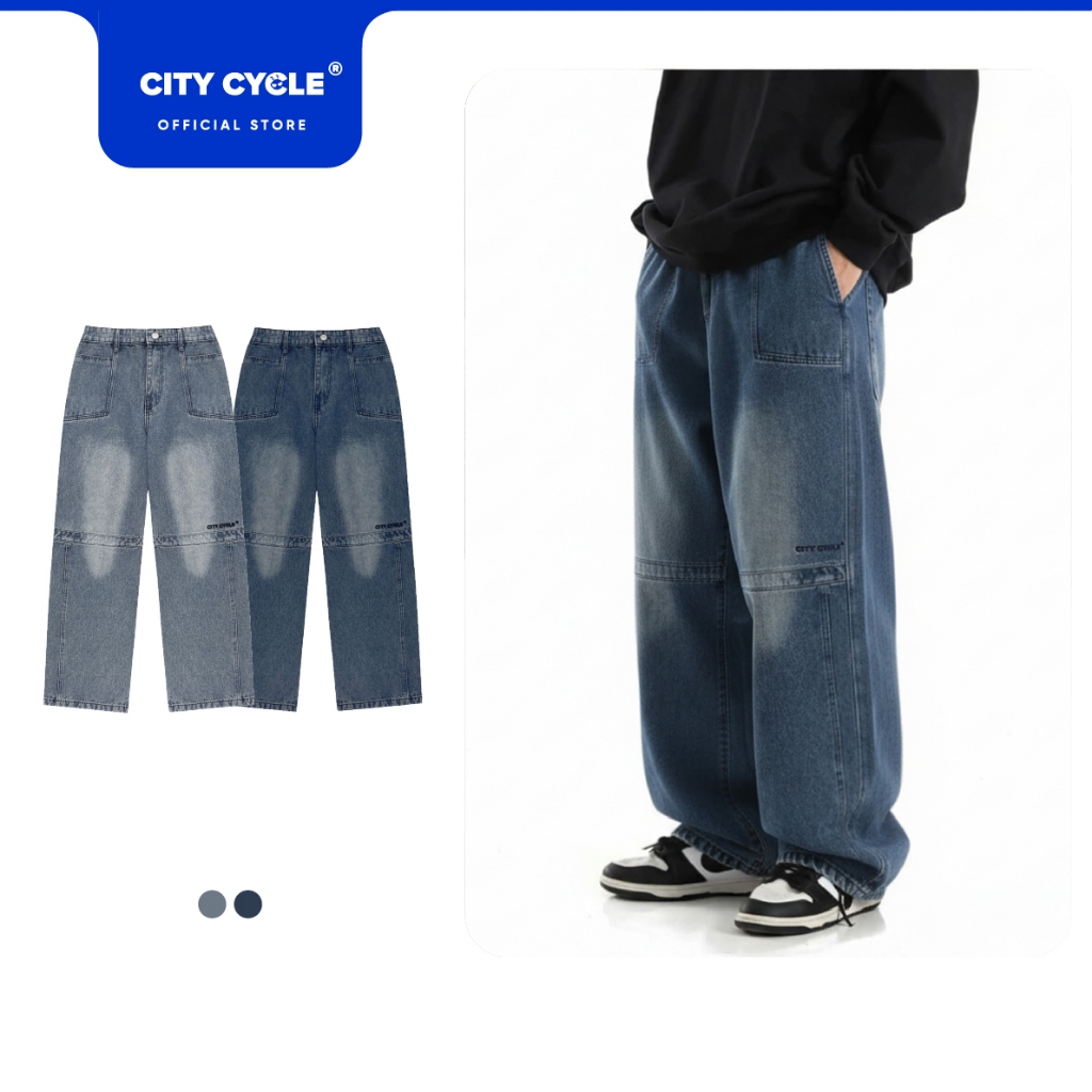 Quần jeans suông ống rộng bò nam nữ Local Brand Chính Hãng City Cycle quần jeans Line Up