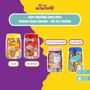 Súp Thưởng Inaba CIAO CHURU Hũ 50 Thanh - Thức ăn ướt dạng sốt giúp bổ sung nước, lông mượt cho mèo