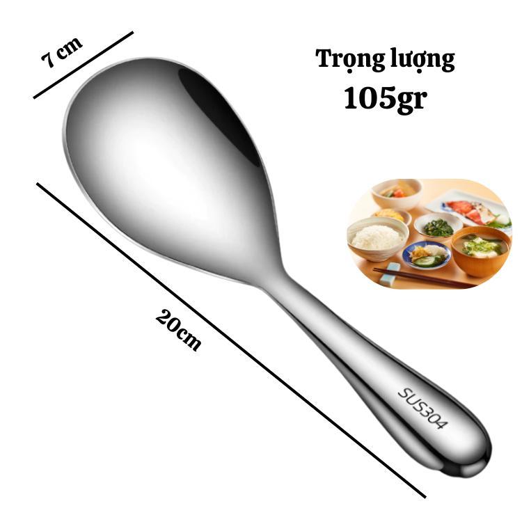 Vá xới cơm POYZ chống dính chất liệu Inox 304 sáng bóng hàng xuất Nhật