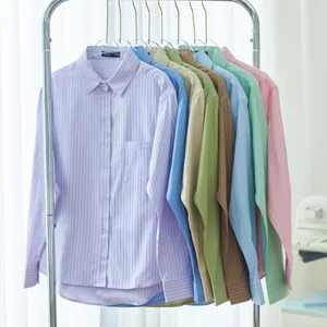 Áo sơ mi sọc nữ GILLEE (nhiều màu) dáng dài phối túi vải cotton cao cấp thoáng mát FAS380