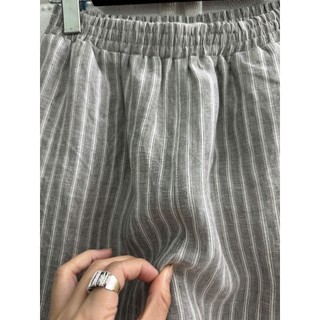 [JUNE LINEN] Quần dài ống rộng 36cm cho nữ, chất Linen tưng washed, lưng thun. QD10
