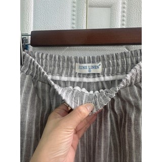 [JUNE LINEN] Quần dài ống rộng 36cm cho nữ, chất Linen tưng washed, lưng thun. QD10