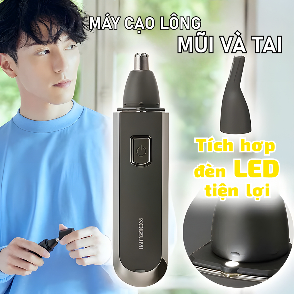 Máy Tỉa Lông Mũi & Tai 2 Đầu Dao Tiện Dụng Tích Hợp Đèn Led Hỗ Trợ Chiếu Sáng Trong Tối Tỉa Dễ Dàng