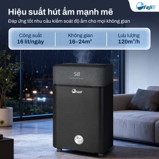Máy hút ẩm Block nhập khẩu FUJIE HM-916ED Loại bỏ ẩm ướt 16l/ngày, Kết nối wifi, lọc không khí