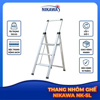 Thang nhôm ghế chữ A 2 bậc NIKAWA NK-2SL gấp gọn đa năng nhập khẩu Nhật Bản, bảo hành 18 tháng