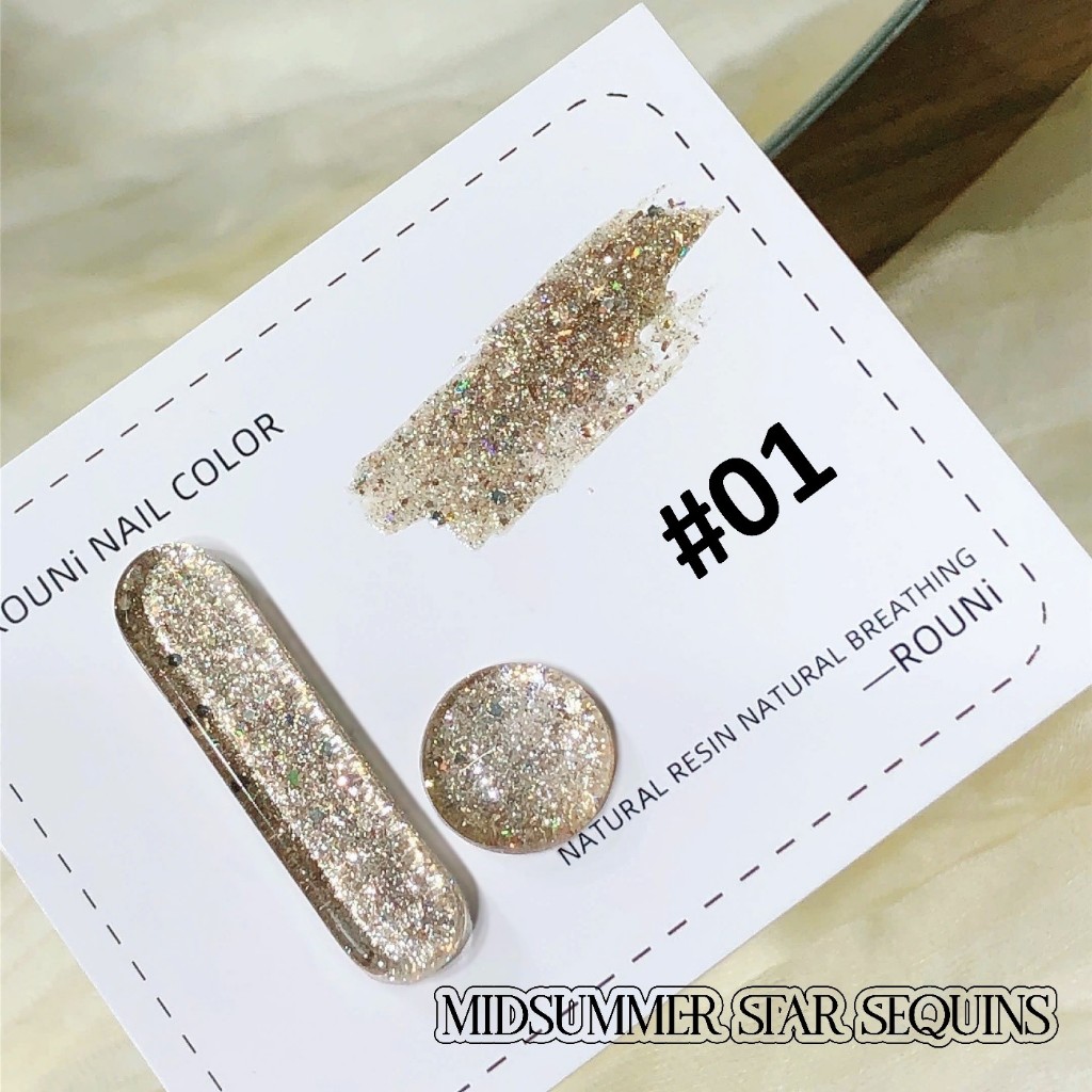 Set ROUni sơn nail nhũ kim tuyến hạt to, hạt vỡ mẫu mới siêu sáng, tôn da chuyên dụng cho tiệm nail